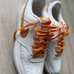 Nike White and Orange Court Vision